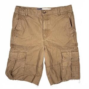 Baggy Khaki Cut-off Cargo Shorts - 30" Waist